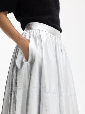 DAGMAR Leather skirt in Silver – women’s luxe chrome free leather clothing – luxury fashion