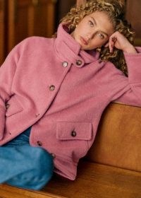 Sezane Léo Coat in Rosewood ~ women’s pink short length high neck coats