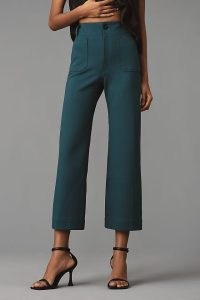 Maeve The Colette Ponte Trousers in Dark Green ~ women’s smart cropped trouser