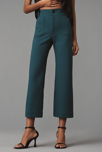 Maeve The Colette Ponte Trousers in Dark Green ~ women’s smart cropped trouser