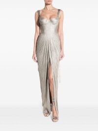 Maria Lucia Hohan Anais gown in light grey – luxe metallic silk gowns