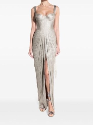 Maria Lucia Hohan Anais gown in light grey – luxe metallic silk gowns