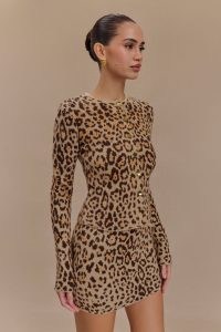 MESHKI Marissa Knit Cardigan in Leopard Print / glamorous animal print cardigans