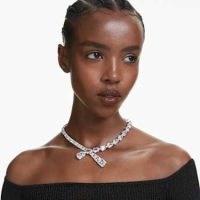 SWAROVSKI Matrix necklace Mixed cuts, White, Rhodium plated – crystal statement necklaces – glamorous evening occasion jewellery