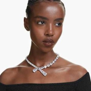 SWAROVSKI Matrix necklace Mixed cuts, White, Rhodium plated – crystal statement necklaces – glamorous evening occasion jewellery