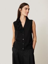 JIGSAW Merino Ruffle Waistcoat Black ~ ruffled knitted waistcoats