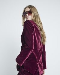 RIVER ISLAND Red Velvet Blazer ~ women’s plush blazers