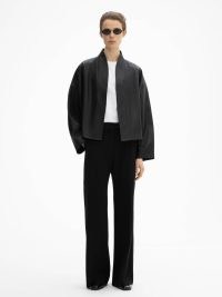 DAGMAR Short leather jacket in Black – women’s luxury minimalist jackets