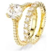 SWAROVSKI Stilla ring Round cut, White, Gold-tone plated – double stacking crystal rings