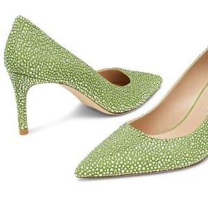 STUART WEITZMAN Stuart Power Shine pump Green ~ crystal pumps ~ embellished leather courts ~ glamorous party court shoes