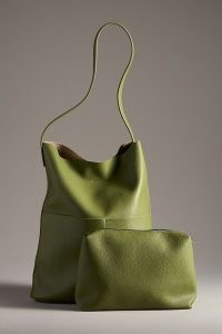 By Anthropologie Tall Bucket Bag in Green ~ shoulder bags with matching pouch