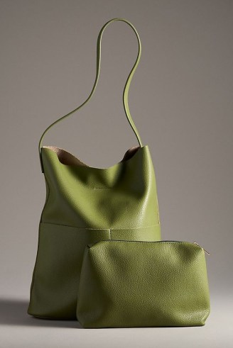 By Anthropologie Tall Bucket Bag in Green ~ shoulder bags with matching pouch