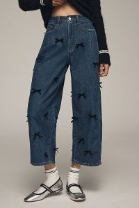 Pilcro The Kenna High-Rise Heritage Tapered Barrel Bow Edition Jeans in Denim Medium Blue