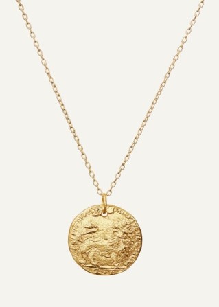 Alighieri The Medium Leone Necklace 24kt Gold-Plated Recycled Bronze – women’s luxe style gold plated medallion – womens coin inspired pendant necklaces