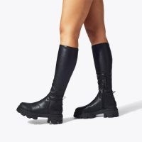 KG Kurt Geiger trekker sock knee boot in Black | women’s fitted chunky heel long boots