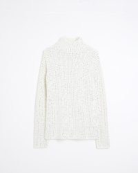 River Island White Embellished High Neck Jumper | sparkly high neck jumpers