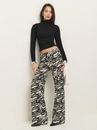 Reformation Vida Low Rise Pant in Zebra – monochrome animal print trousers – womens sustainable clothes