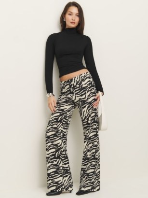 Reformation Vida Low Rise Pant in Zebra – monochrome animal print trousers – womens sustainable clothes