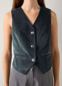 L.K. BENNETT Ami Green Velvet Fine Cord Waistcoat – women’s waistcoats