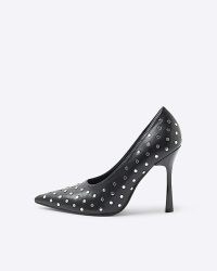 RIVER ISLAND Black Stud Heeled Court Shoes ~ studded courts ~ high party heels