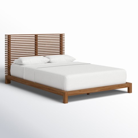 AllModern Finnian Solid Wood Bed in Walnut ~ modern Queen size beds with headboard ~ contemporary bedroom furniture