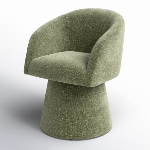 AllModern Kyo Chenille Upholstered Barrel Chair in Mellow Forest ~ contemporary green fabric covered chairs ~ modern furniture