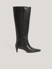 JIGSAW Leather Bobbi Knee High Boot in Black ~ women’s kitten heel chiselled toe nappa leather boots