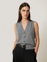 JIGSAW Lightweight Merino Waistcoat in Grey ~ women’s knitted waistcoats