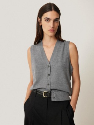 JIGSAW Lightweight Merino Waistcoat in Grey ~ women’s knitted waistcoats