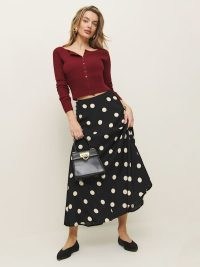 Reformation Claire Skirt in Moon Dot – spot print A-line skirts