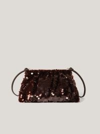 JIGSAW Oversized Sequin Clutch in Brown ~ sequinned evening bags