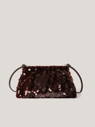 JIGSAW Oversized Sequin Clutch in Brown ~ sequinned evening bags