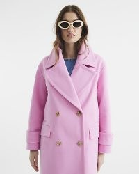 RIVER ISLAND Pink Double Breasted Pea Coat ~ women’s bubblegum coloured coats