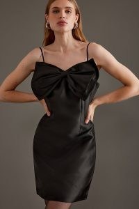 Selected Femme Calista Bow Mini Dress in Black ~ strappy LBD ~ skinny shoulder strap party dresses