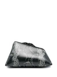 The Attico 8.30 PM leather snakeskin effect clutch bag in Black – animal print evening bags