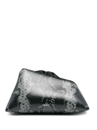 The Attico 8.30 PM leather snakeskin effect clutch bag in Black – animal print evening bags