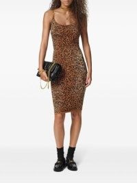 Versace Leopard-Print Midi Dress in Brown – strappy scoop neck animal print dresses