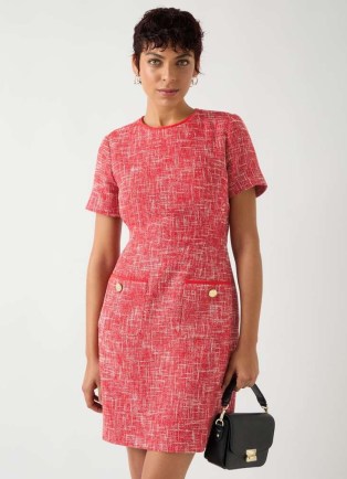 L.K. BENNETT Alexa Red Cotton Blend Tweed Short Sleeve Mini Dress ~ chic vintage style dresses