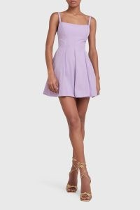 AMANDA UPRICHARD Bellair Dress in Lavender ~ lilac sleeveless thin strap fit and flare mini dresses