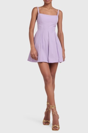 AMANDA UPRICHARD Bellair Dress in Lavender ~ lilac sleeveless thin strap fit and flare mini dresses