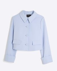 RIVER ISLAND Blue Structured Trophy Jacket ~ women’s chic cropped collared jackets