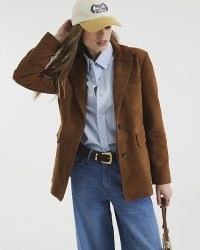 RIVER ISLAND Brown Suede Oversized Blazer ~ women’s relaxed single breasted blazers ~ womens vintage style jacket ~ leather jackets