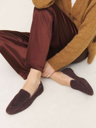 Reformation Kat Soft Loafer in Espresso Suede | women’s luxe brown loafers | luxury leather slip on flats | effortless style