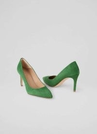 L.K. BENNETT Floret Fern Green Kid Suede Stiletto Heel Court ~ pointed toe courts