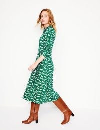 BODEN Imogen Collared Jersey Dress Forest Grass, Janet & Friends ~ women’s dog print midi dresses