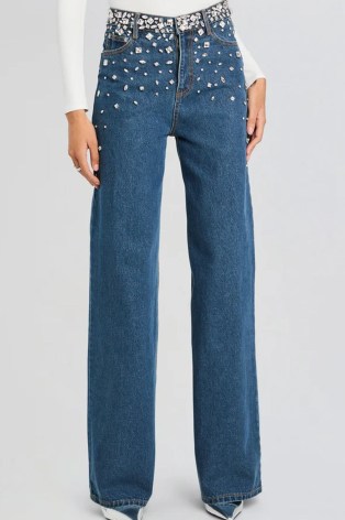 Retrofete Jenna Crystal Jean in Montana Crystal | women’s jeans with crystals | embellished denim clothes