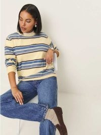 Reformation Cashmere Boyfriend Sweater in Parmesan Multi Stripe | women’s striped jumper | luxe knitwear | womens luxury relaxed fit sweaters