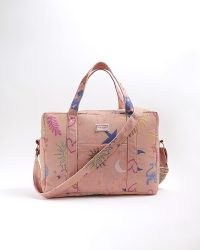 River Island Pink Canvas Sun And Moon Travel Bag – celestial inspired printed bags