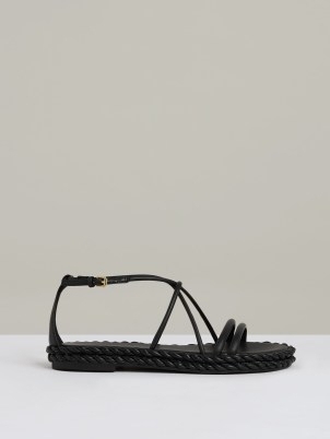 Reiss Libby Leather Braided Flat Sandals in Black | women’s strappy leather flats