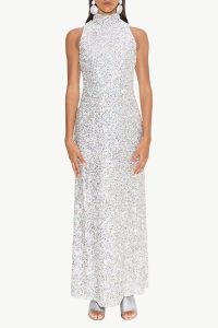 Simon Miller Sculpty Sleeveless High Neck Sequin Dress in Iridescent / sequinned evening occasion dresses / glamorous event gown